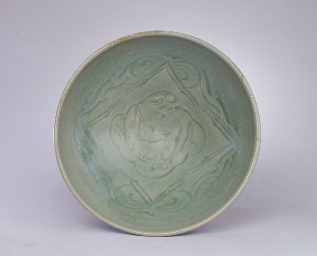 图片[2]-Blue-glaze carved “Wu Niu pant moon” bowl in Yaozhou kiln-China Archive